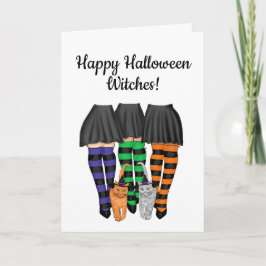 Happy Halloween Hexen - Hexen und zwei Katzen Karte