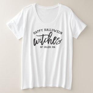 Happy Halloween Hexen Moderne Schwarze Schrift Fra Große Größe T-Shirt