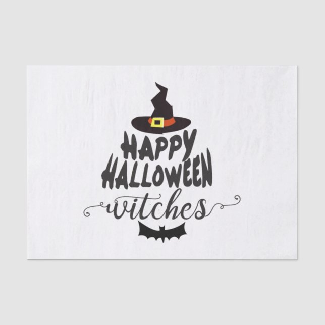 Happy Halloween Hexen Typografie Halloween Seidenpapier (Vorderseite)