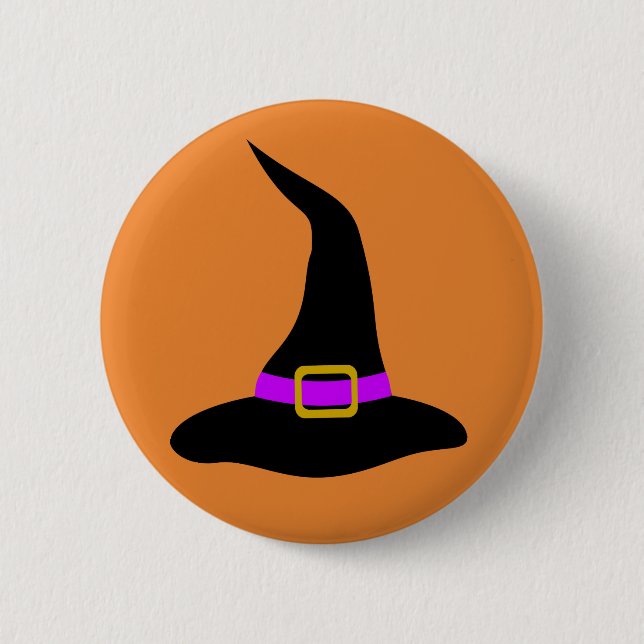 Happy Halloween Hexenhut Button (Vorderseite)