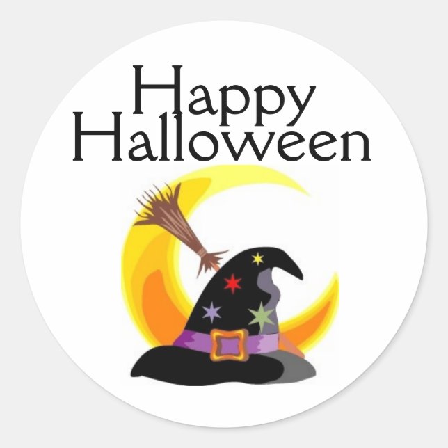 Happy Halloween Hexenhutenheber - individuell ange Runder Aufkleber (Vorderseite)