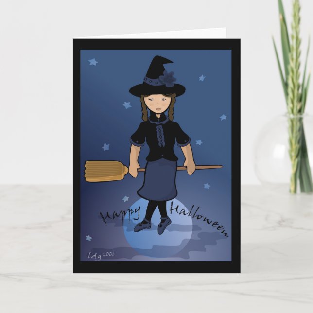 Happy Halloween Hexenkarte Karte (Vorderseite)
