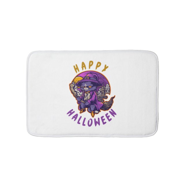 Happy Halloween Hexenkatze Badematte (Vorderseite)