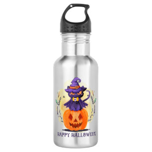 Happy Halloween - Hexenkatze Edelstahlflasche