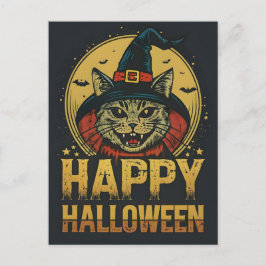 Happy Halloween-Hexenkatze Feiertagspostkarte