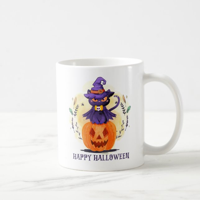 Happy Halloween - Hexenkatze Kaffeetasse (Rechts)