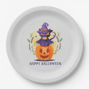 Happy Halloween - Hexenkatze Pappteller