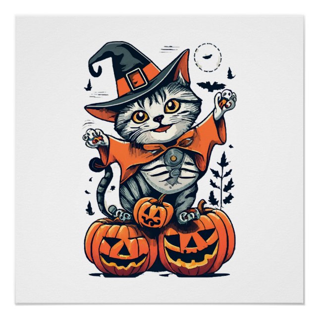 Happy Halloween Hexenkatze Poster (Vorderseite)