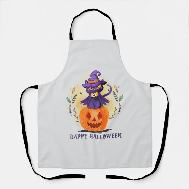 Happy Halloween - Hexenkatze Schürze (Vorderseite)