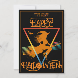 Happy Halloween HexenkKostüm Party Black Orange Einladung
