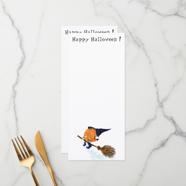 Happy Halloween Hexenkürbis - Funny Menükarte (Vorderseite/Rückseite Beispiel)
