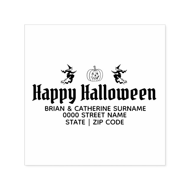 Happy halloween Hexenkürbis Rücksendeadresse Permastempel (Design)