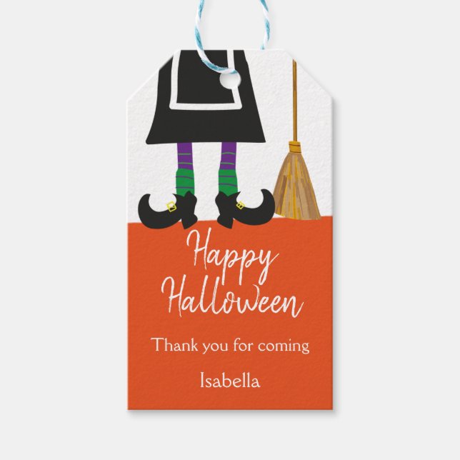 Happy Halloween HexenLegs & Broom individuell ange Geschenkanhänger (Vorderseite)