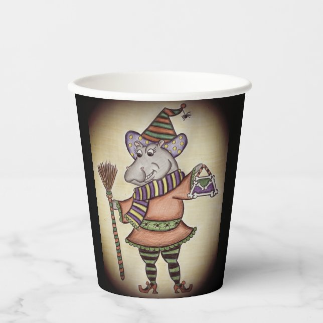 Happy Halloween Hippo Pappbecher (Vorderseite)
