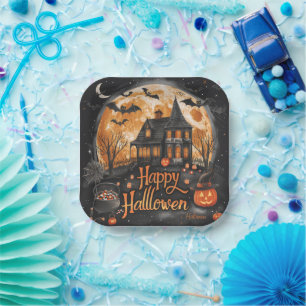 Happy Halloween House Niedlich & Festivals Hallowe Pappteller