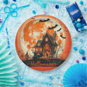 Happy Halloween House Niedlich & Festivals Hallowe Pappteller