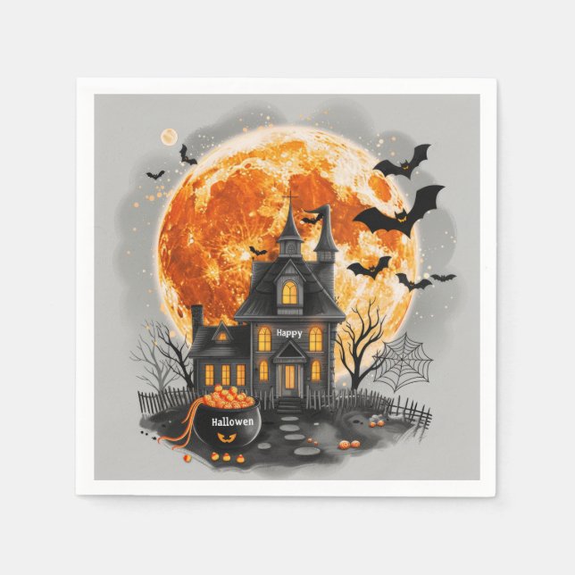 Happy Halloween House Niedlich & Festivals Hallowe Serviette (Vorderseite)