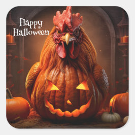 Happy Halloween Hühnerrooster Pumpkin Farm Paper Quadratischer Aufkleber