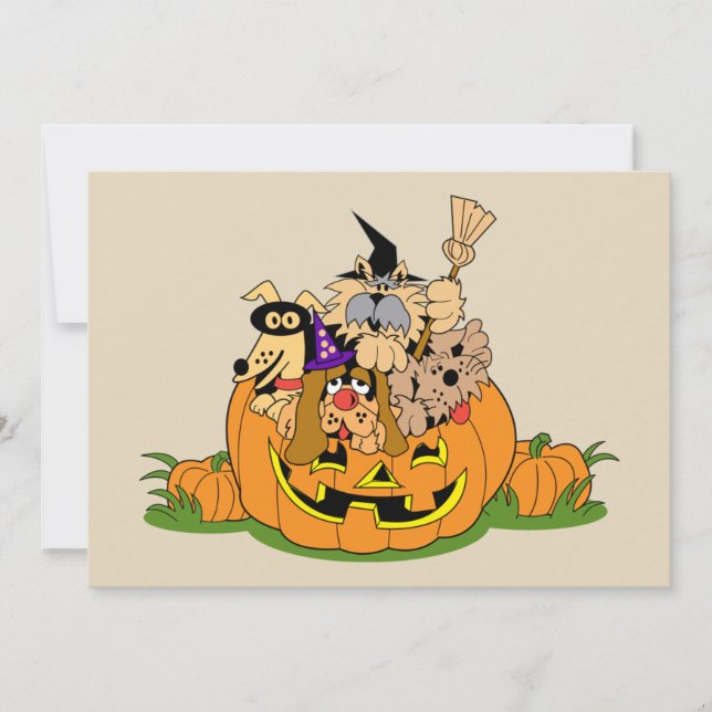 Happy Halloween Hunde in Pumpkin Karte (Vorderseite)