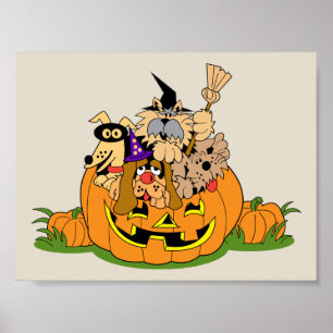 Happy Halloween Hunde in Pumpkin Poster