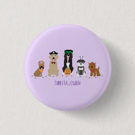 Happy Halloween Hunde Lila Button