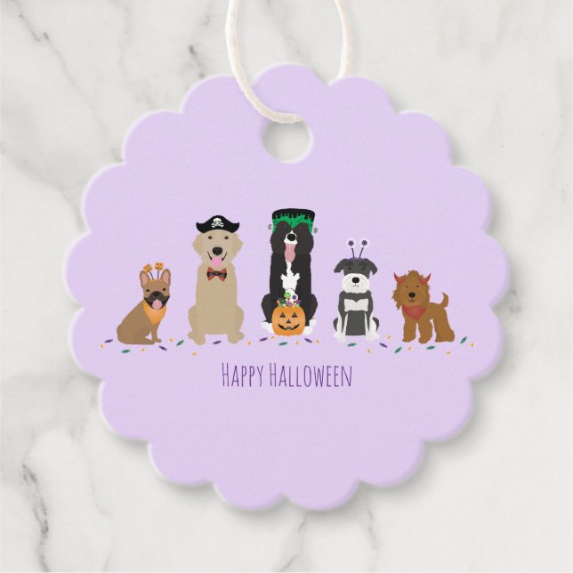 Happy Halloween Hunde Lila Geschenkanhänger (Vorderseite)