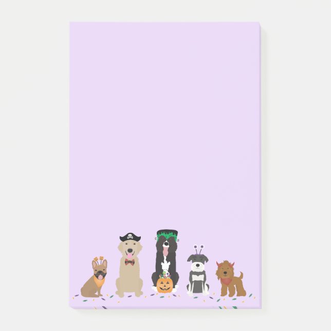Happy Halloween Hunde Lila Post-it Klebezettel (Vorderseite)