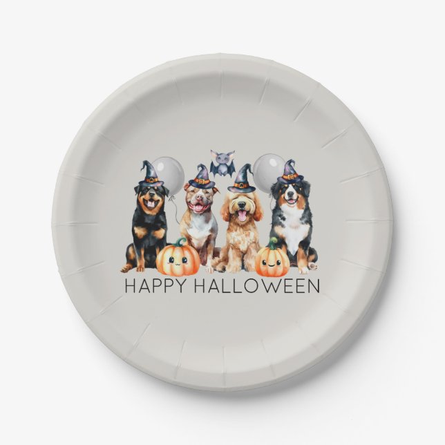 Happy Halloween Hunde Pappteller (Vorderseite)