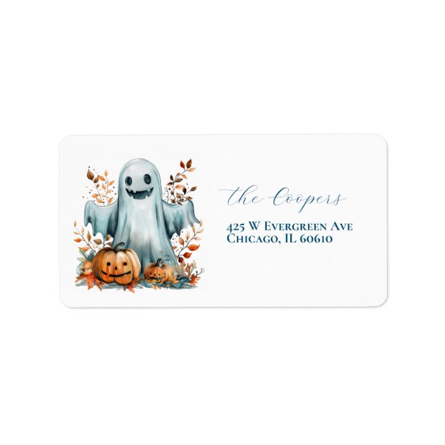 Happy Halloween I Ghost Rücksendeadresse Adressaufkleber (Vorne)
