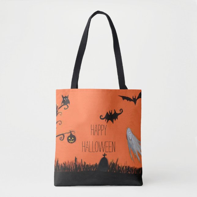Happy Halloween Illustration Tote Bag Tasche (Vorderseite)