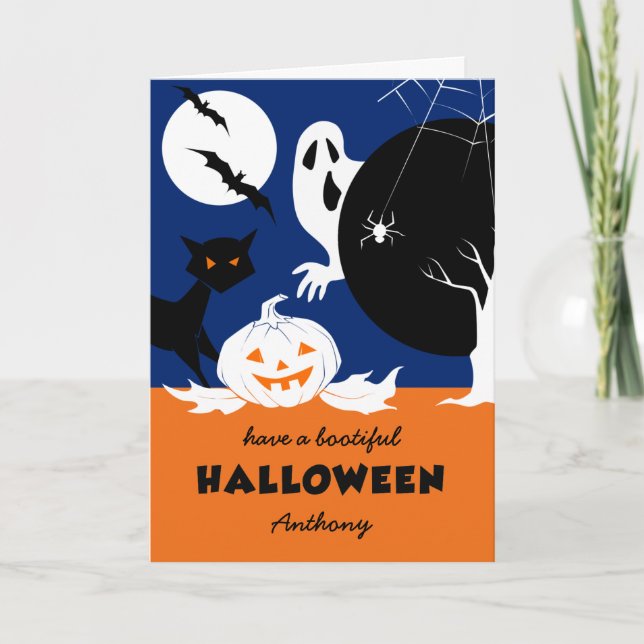 Happy Halloween. Individuelle Name Halloween Karte (Vorderseite)