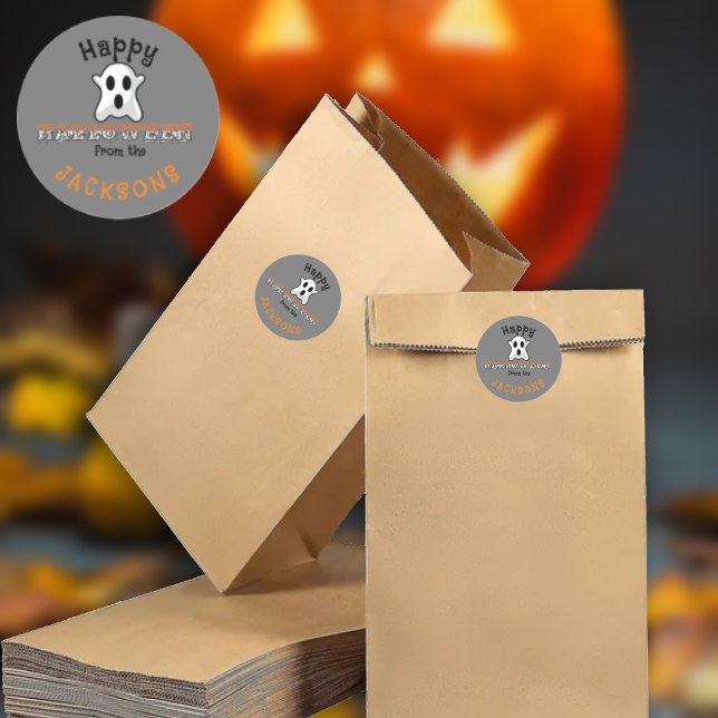 Happy Halloween Individuelle Name Runder Aufkleber (Von Creator hochgeladen)