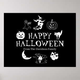 Happy Halloween individuelle Name schwarz spooky Poster