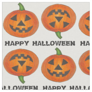 Happy Halloween Jack o' Lantern Carved Pumpkin Stoff