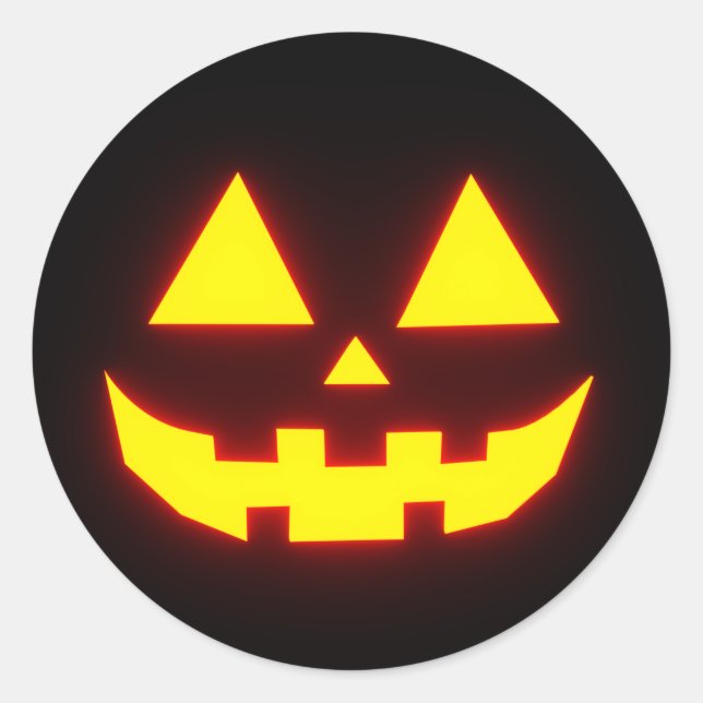 Happy Halloween Jack-o'-Lantern Face 3-Neon Orange Runder Aufkleber (Vorderseite)