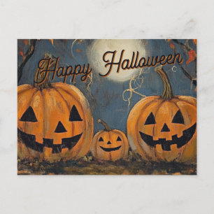 Happy Halloween Jack O' Lantern Glow Postkarte