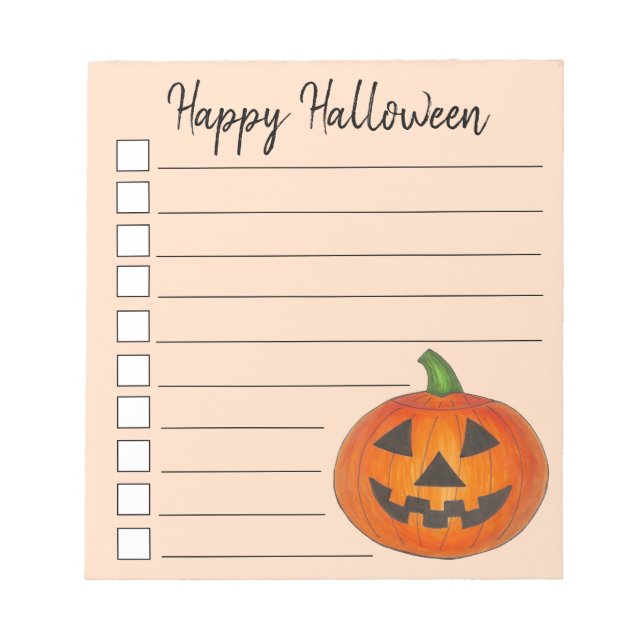 Happy Halloween Jack o' Lantern Orange Pumpkin Notizblock (Vorderseite)