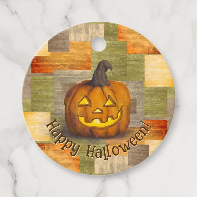 Happy Halloween Jack O' Lantern Pumpkin Gefallen T Geschenkanhänger (Vorderseite)