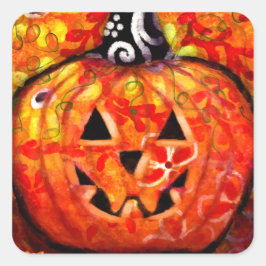 Happy Halloween Jack O Lantern Quadratischer Aufkleber