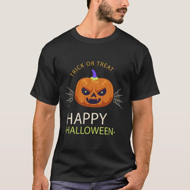 Happy Halloween Jack-o'-Lantern Trick oder Treat T-Shirt (Vorderseite)