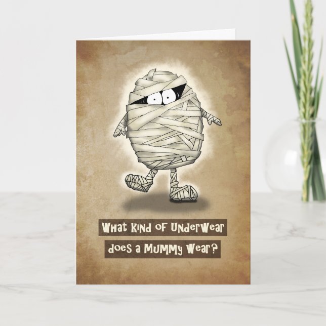 Happy Halloween Joking Mummy Karte (Vorderseite)
