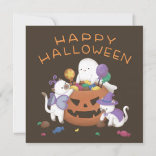 Happy Halloween: Katzen & Geist Einladung