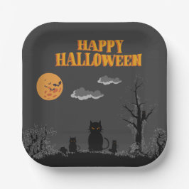 Happy Halloween - Katzen Pappteller