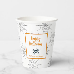 Happy Halloween kein Trick nur Leckereien Spinnenn Pappbecher