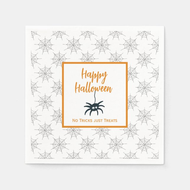 Happy Halloween kein Trick nur Leckereien Spinnenn Serviette (Vorderseite)