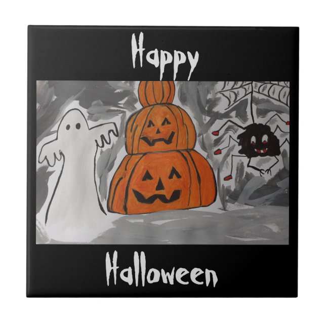 Happy Halloween Keramik Tile Fliese (Vorderseite)