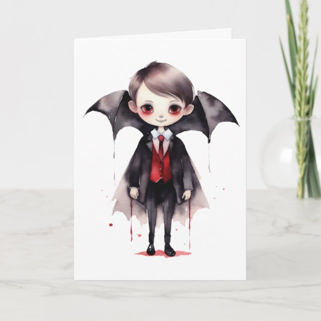 Happy Halloween Kid Vampire Gruß Karte (Vorderseite)
