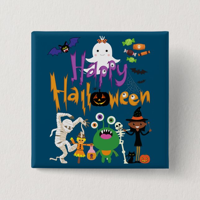 Happy Halloween Kids Niedlich und Spooky Button (Vorderseite)