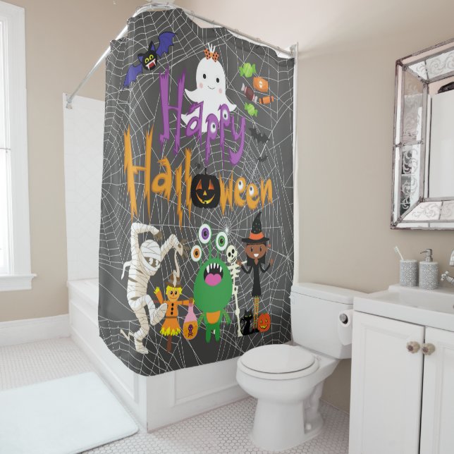 Happy Halloween Kids Niedlich und Spooky Duschvorhang (Beispiel)