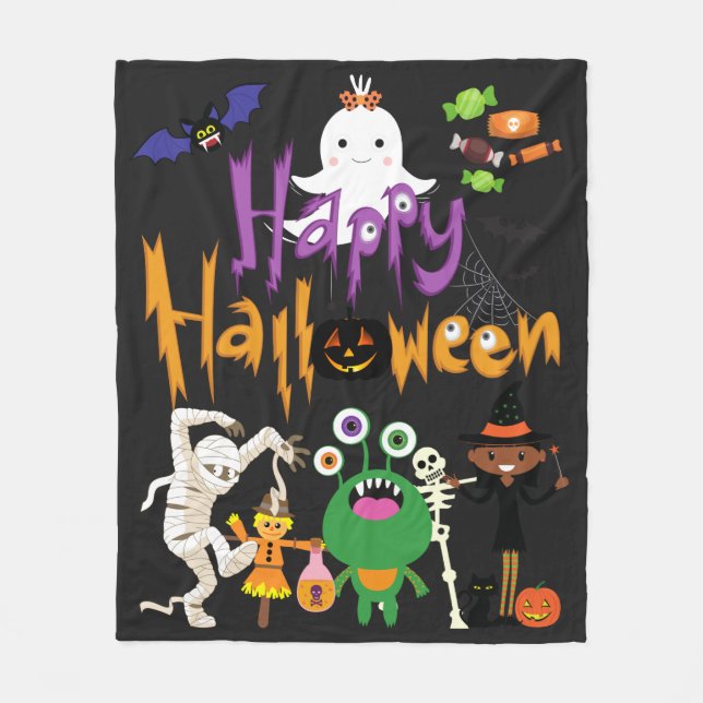 Happy Halloween Kids Niedlich und Spooky Fleecedecke (Vorderseite)